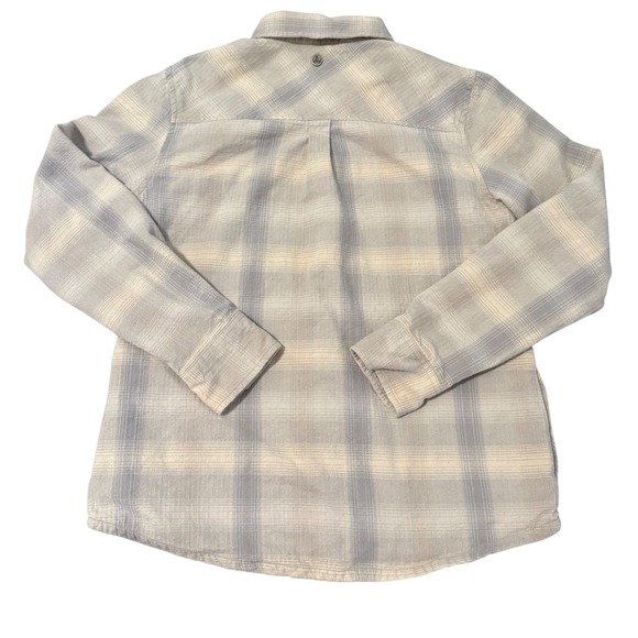 Prana Plaid Flannel Shirt Jacket Womens Size Medium Snap Button Organic‎ Cotton - Picture 6 of 9